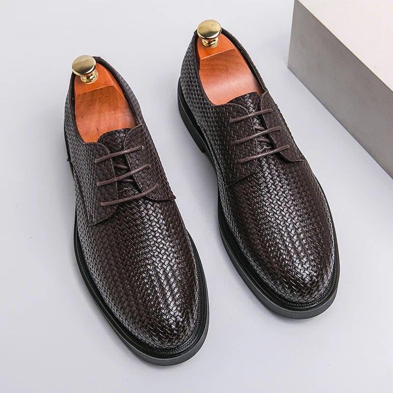 Men's Woven Leather Derby Shoes | Hartley_1