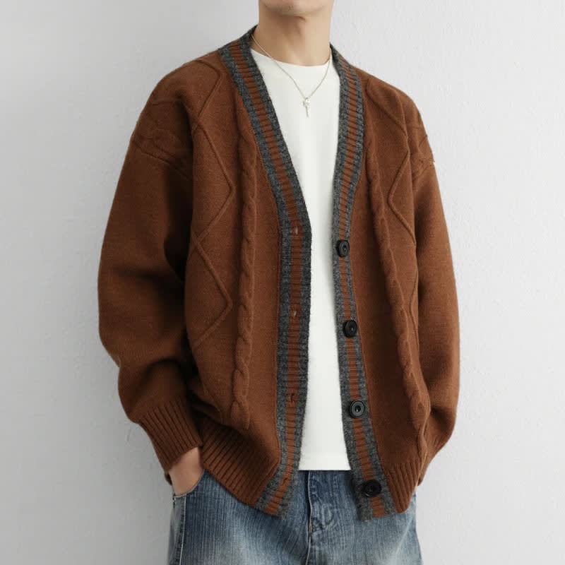 Men's Oversized Cable Knit Cardigan | Seb_2