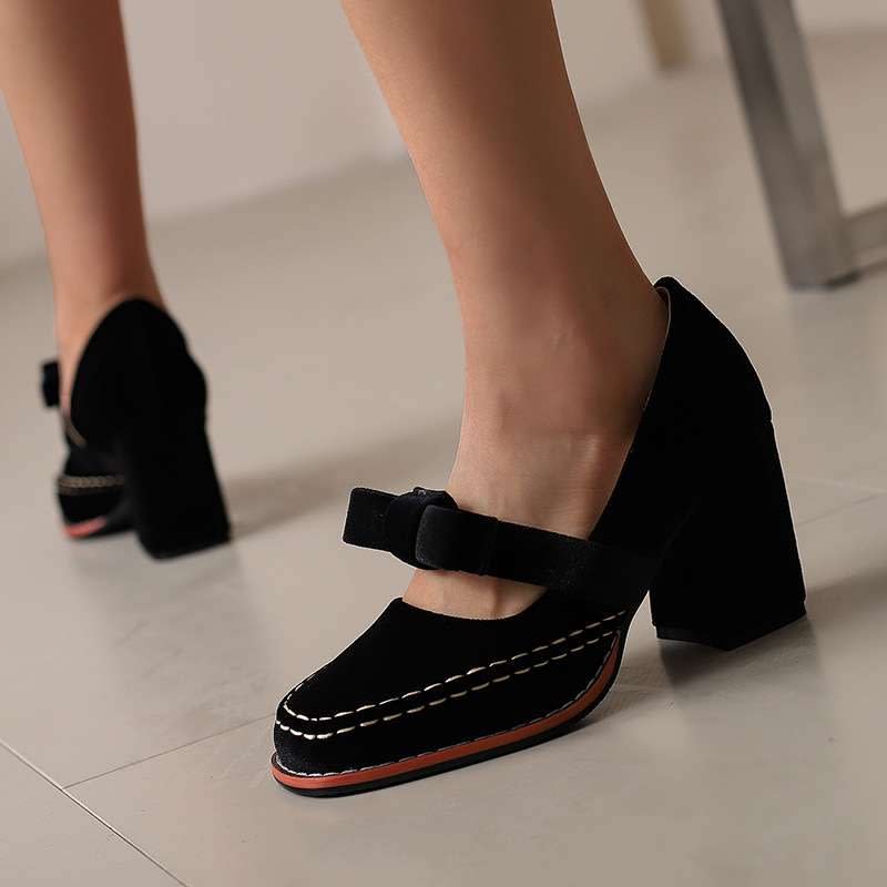 Women's Velvet Mary Jane Heels | Ambrosine_9