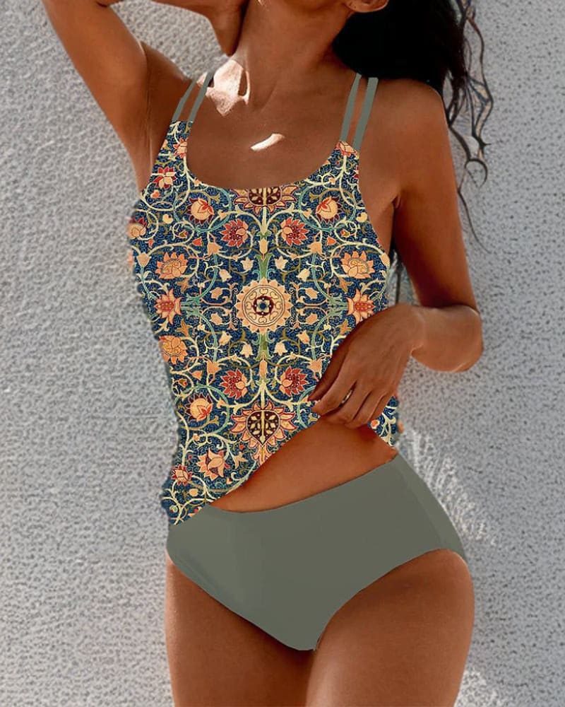 Women's Printed Double Strap One-Piece Swimsuit | Emmeline_2