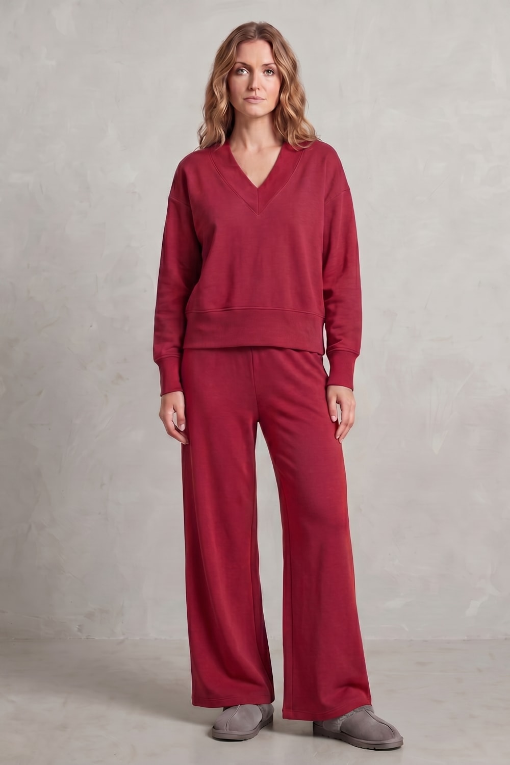 Women's Fleece Wide Leg Lounge Set | Faith_10