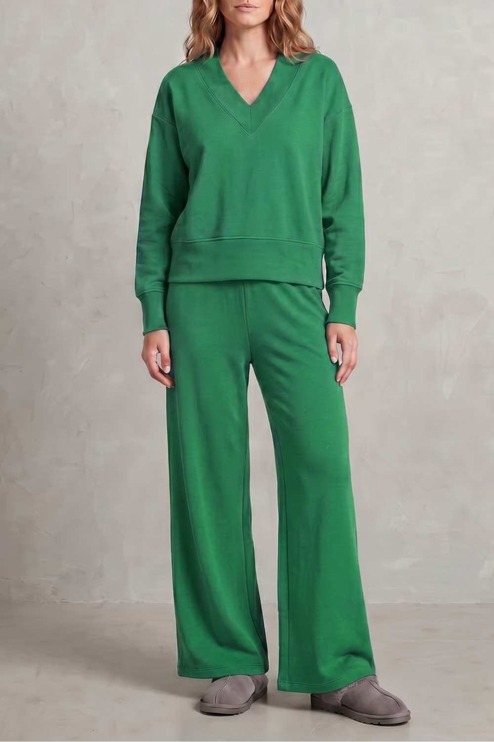Women's Fleece Wide Leg Lounge Set | Faith_11