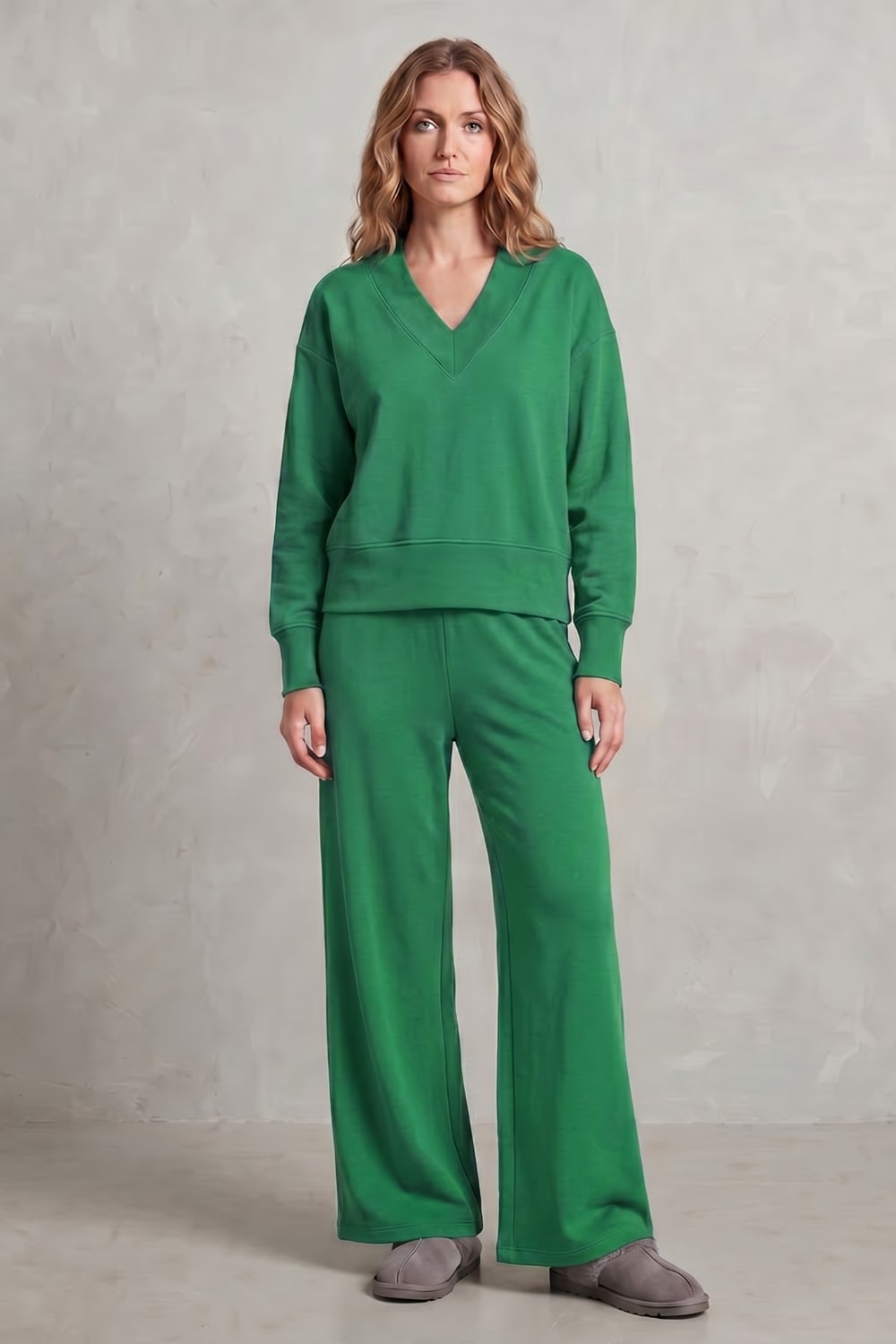 Women's Fleece Wide Leg Lounge Set | Faith_12