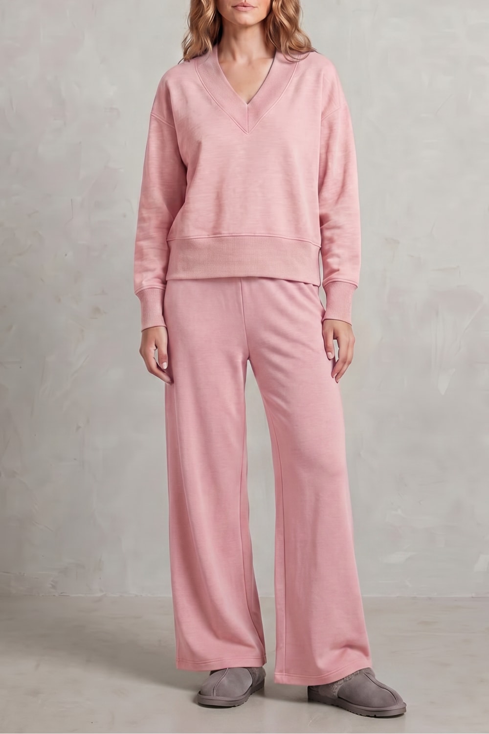 Women's Fleece Wide Leg Lounge Set | Faith_13