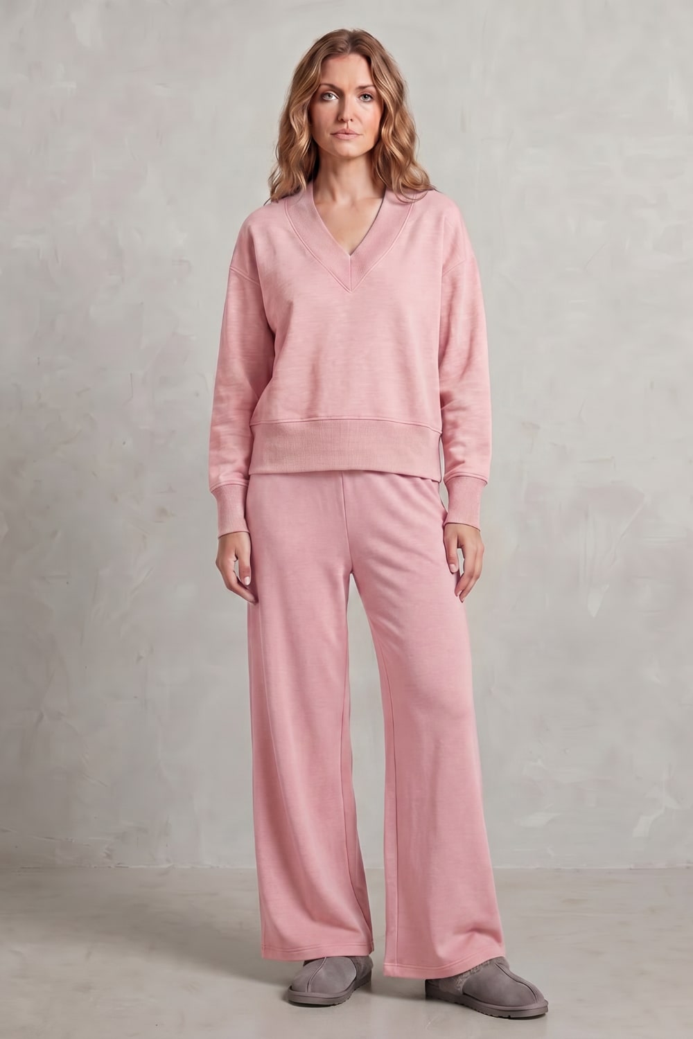 Women's Fleece Wide Leg Lounge Set | Faith_14