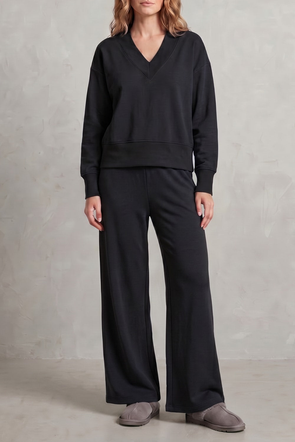 Women's Fleece Wide Leg Lounge Set | Faith_7