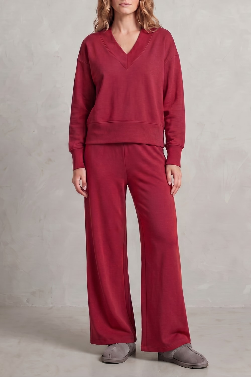 Women's Fleece Wide Leg Lounge Set | Faith_9