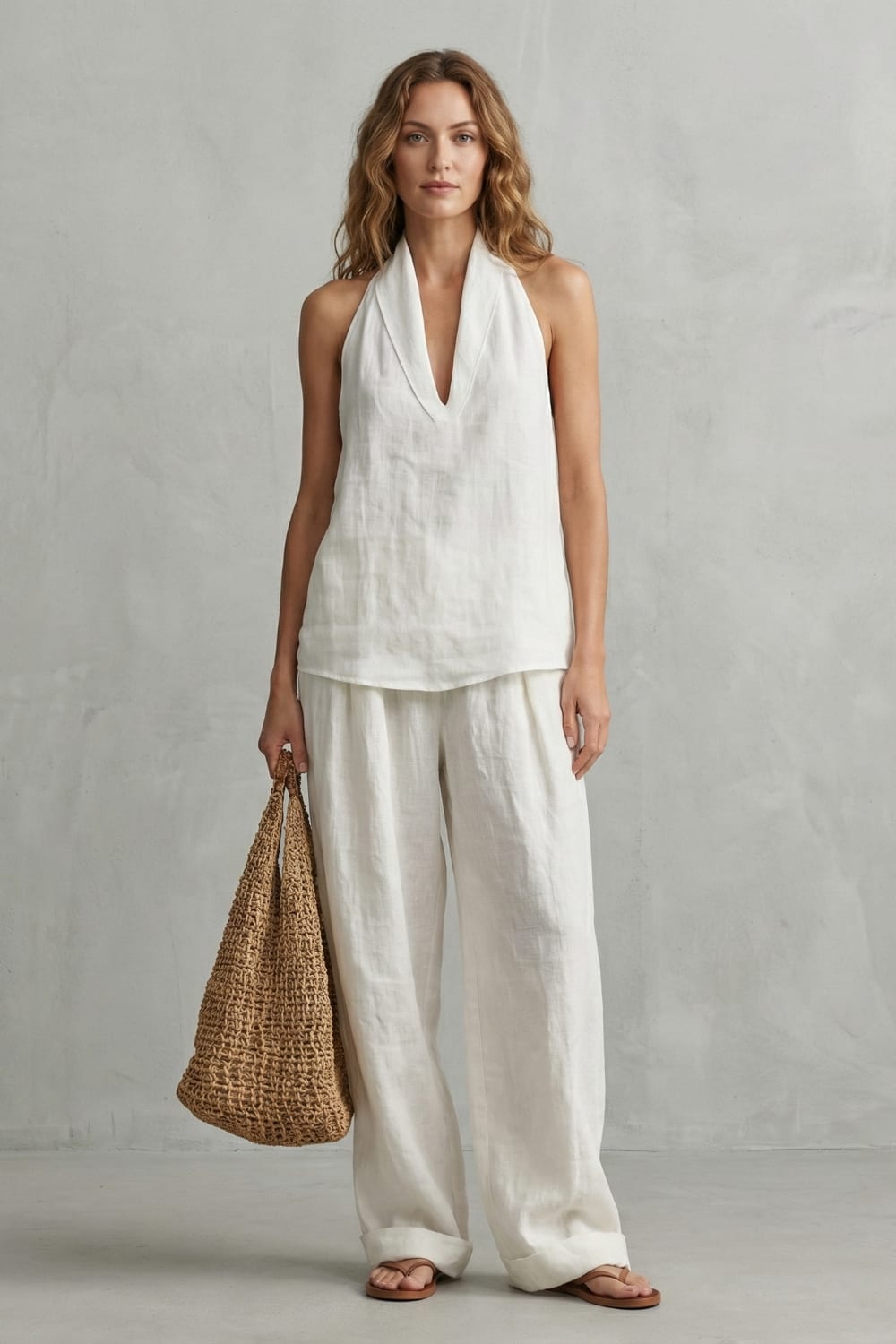 Women's Cotton Wide Leg Trouser Set | Fleur_2