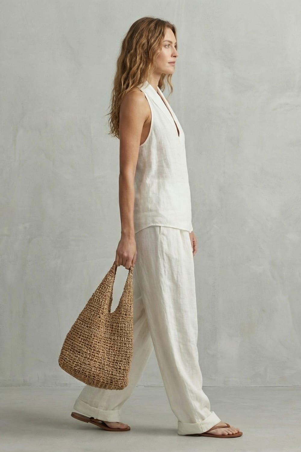 Women's Cotton Wide Leg Trouser Set | Fleur_3