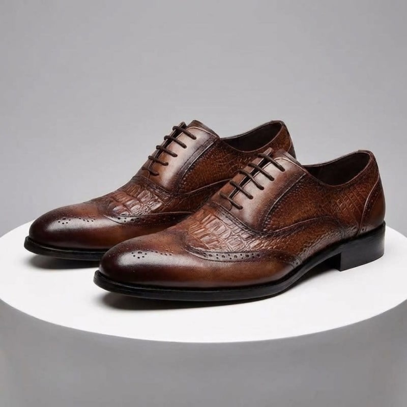 Men's Croc Effect Leather Shoes | Quintin_1