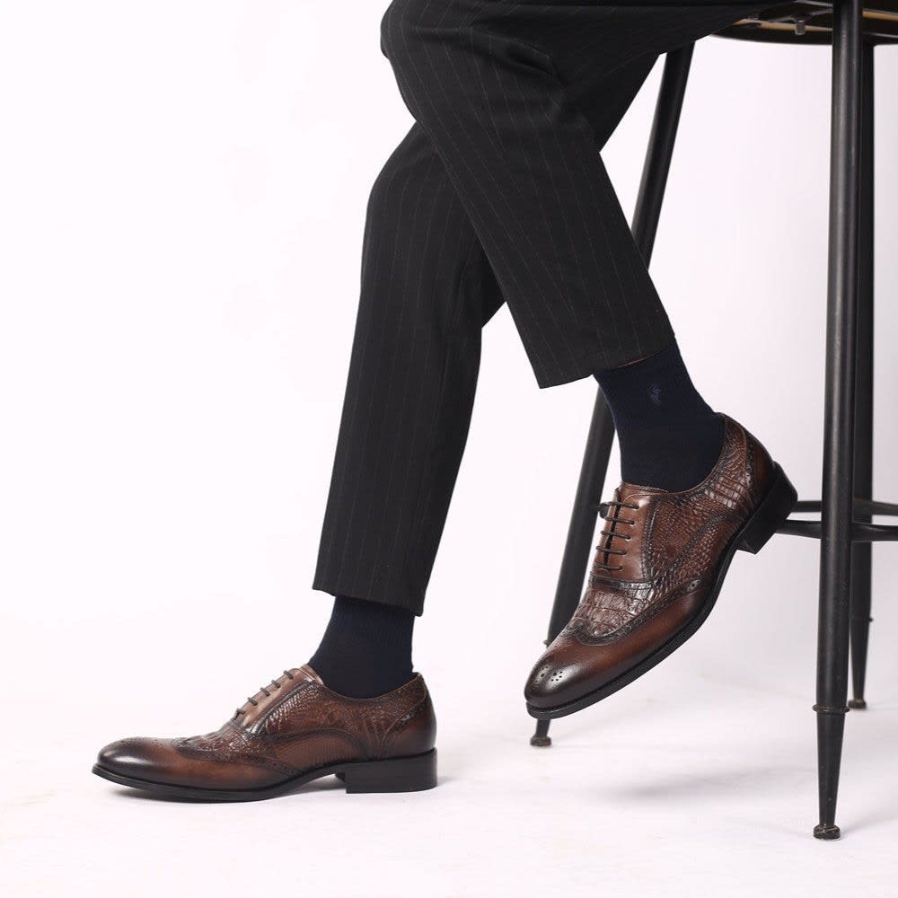 Men's Croc Effect Leather Shoes | Quintin_11