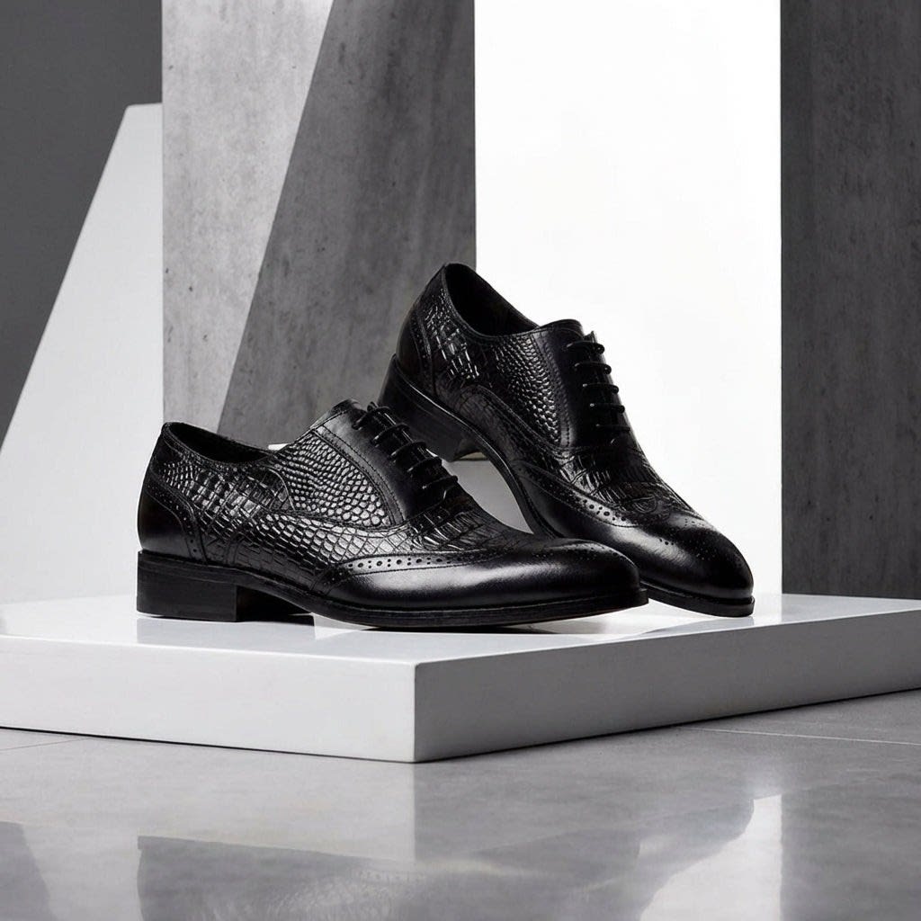 Men's Croc Effect Leather Shoes | Quintin_14