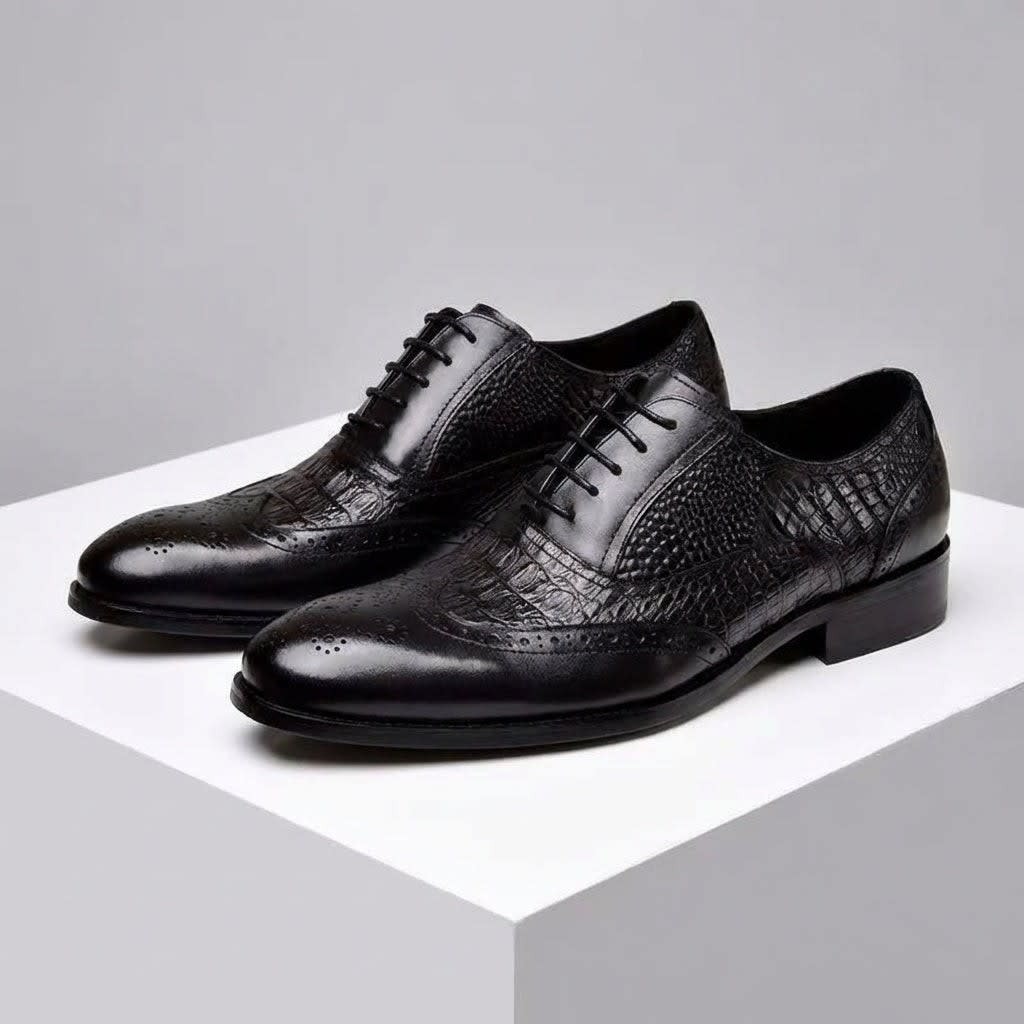 Men's Croc Effect Leather Shoes | Quintin_2