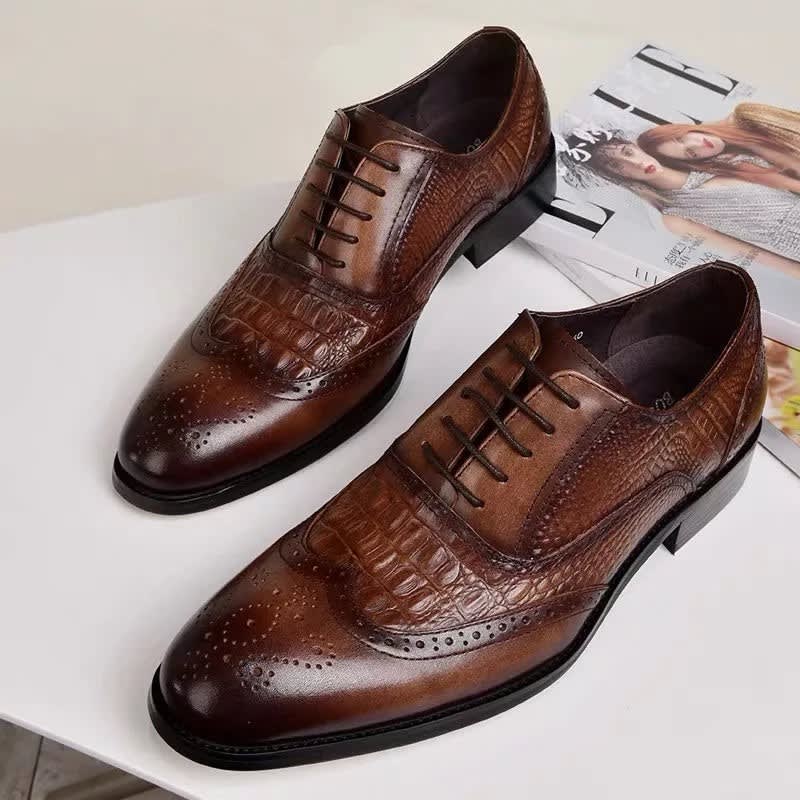 Men's Croc Effect Leather Shoes | Quintin_5