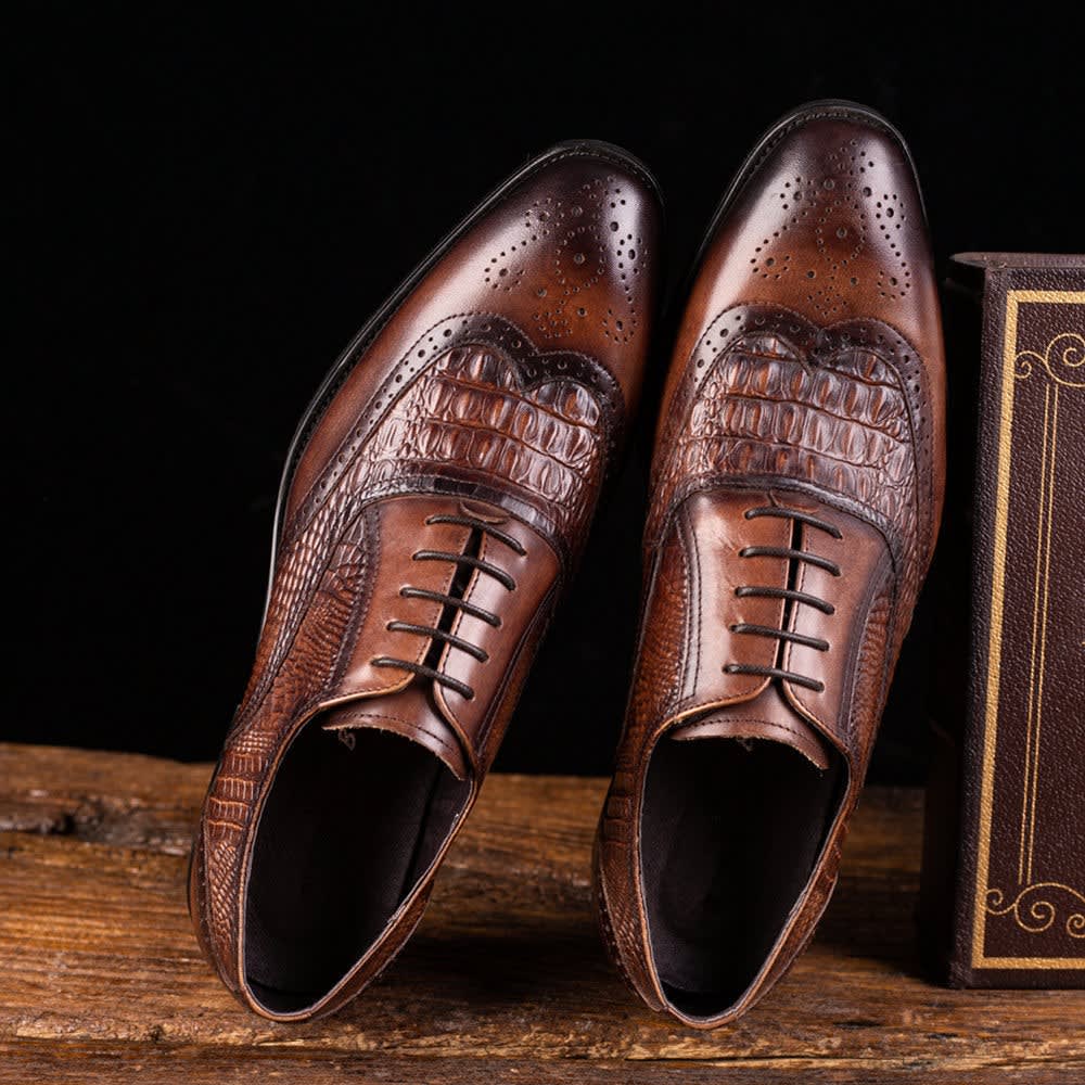 Men's Croc Effect Leather Shoes | Quintin_6