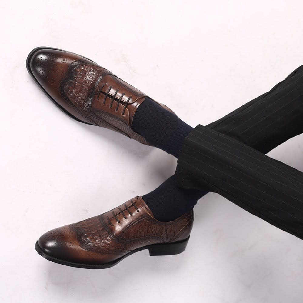 Men's Croc Effect Leather Shoes | Quintin_9