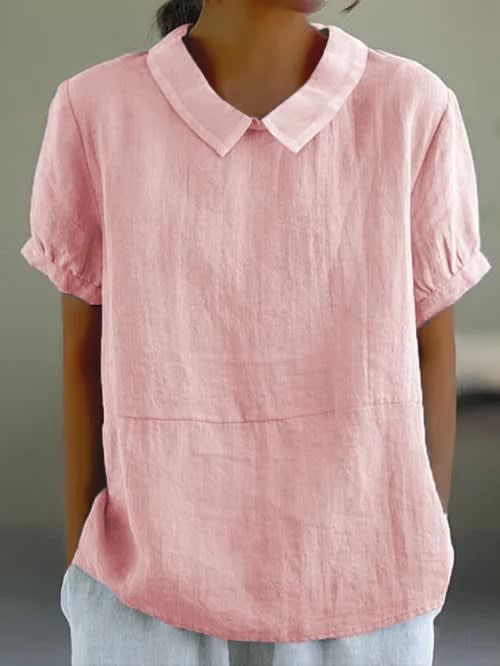 Women's Cotton Short Sleeve Blouse | Olwyn_3