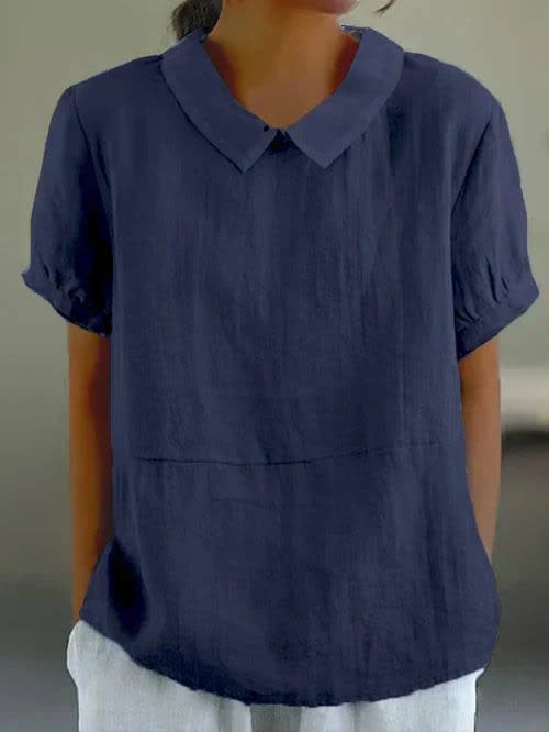 Women's Cotton Short Sleeve Blouse | Olwyn_4