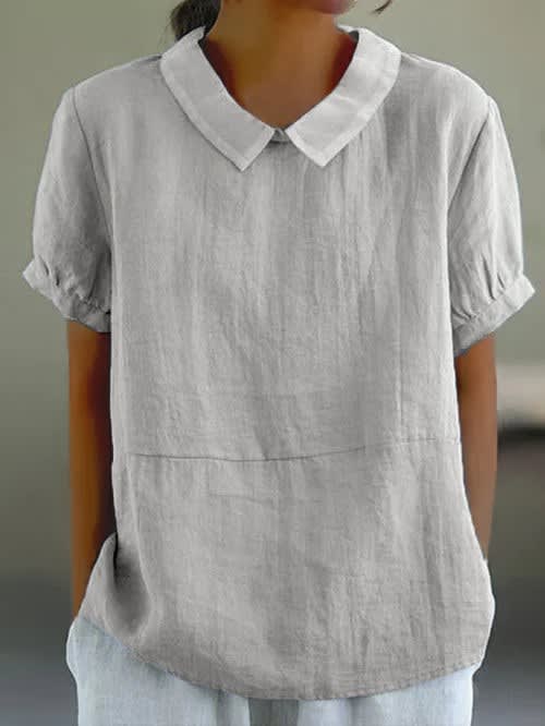 Women's Cotton Short Sleeve Blouse | Olwyn_5