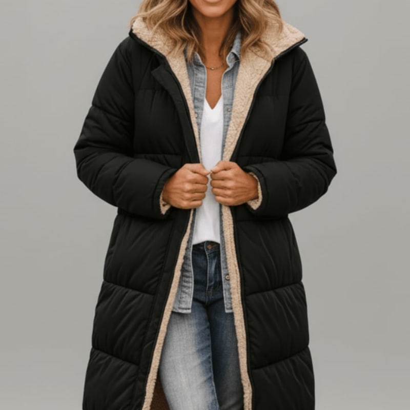 Women's Hooded Longline Puffer Coat | Celia_1