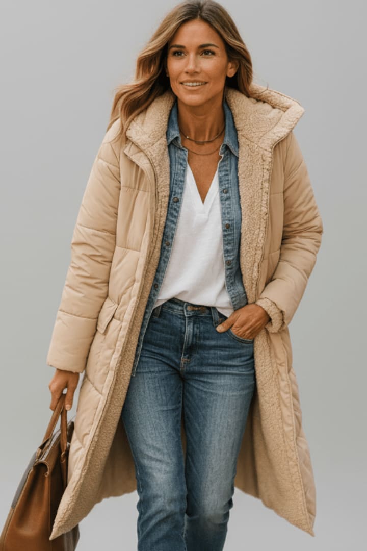 Women's Hooded Longline Puffer Coat | Celia_10