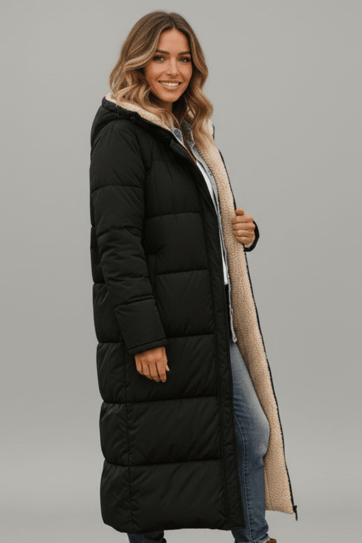 Women's Hooded Longline Puffer Coat | Celia_3
