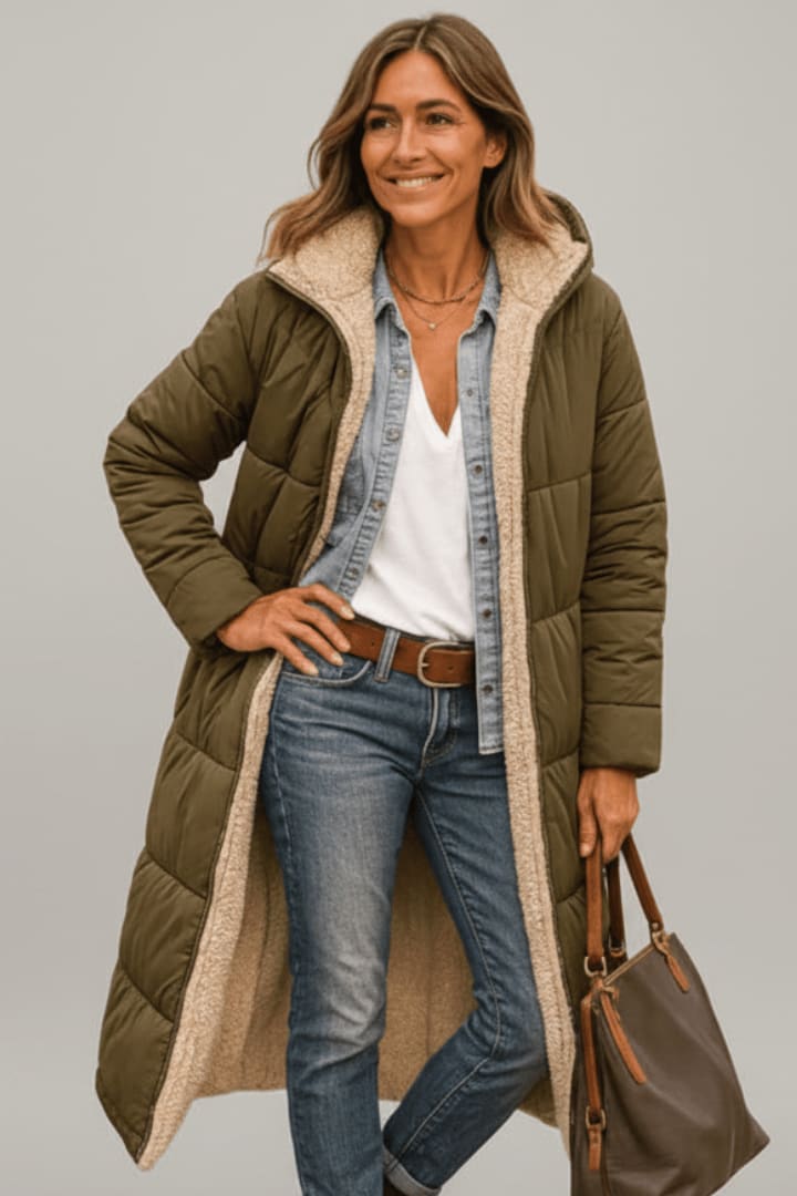 Women's Hooded Longline Puffer Coat | Celia_7