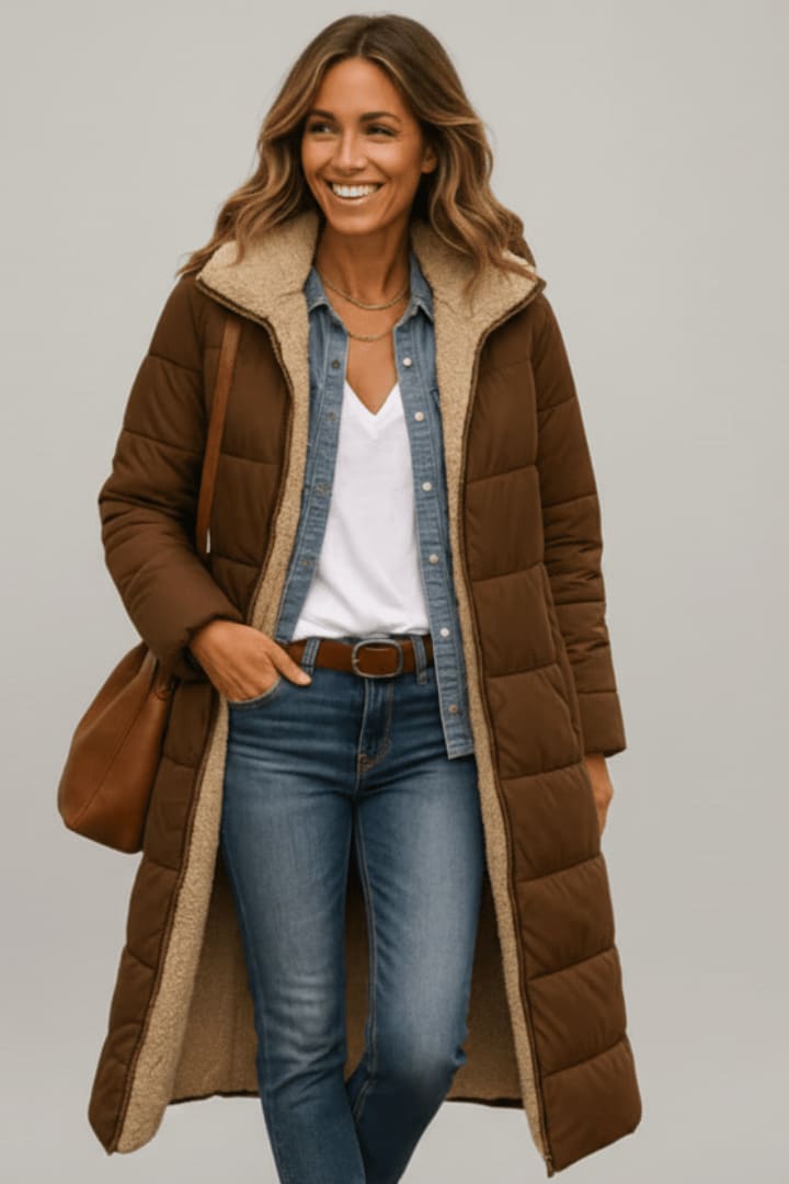 Women's Hooded Longline Puffer Coat | Celia_9