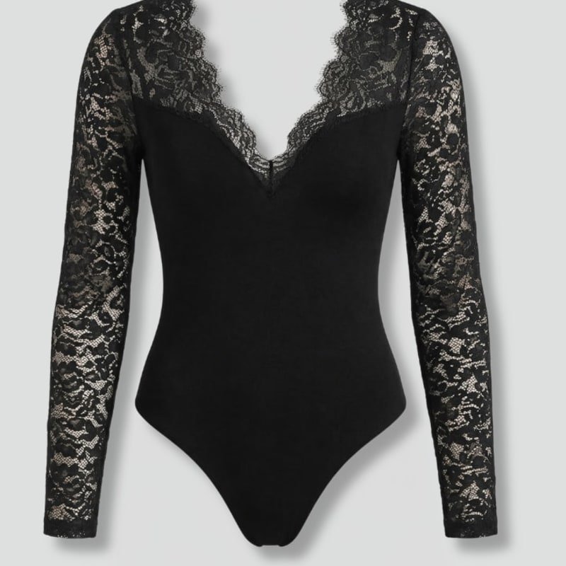 Women's Lace Long Sleeve Bodysuit Top | Lilias_1