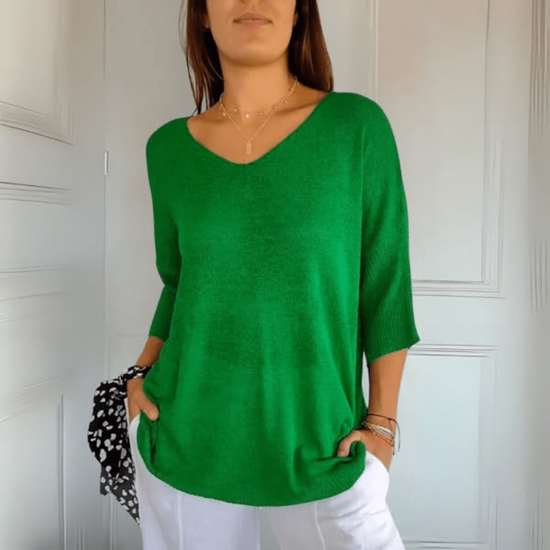 Women's V-Neck Knit Tunic Top | Sophia