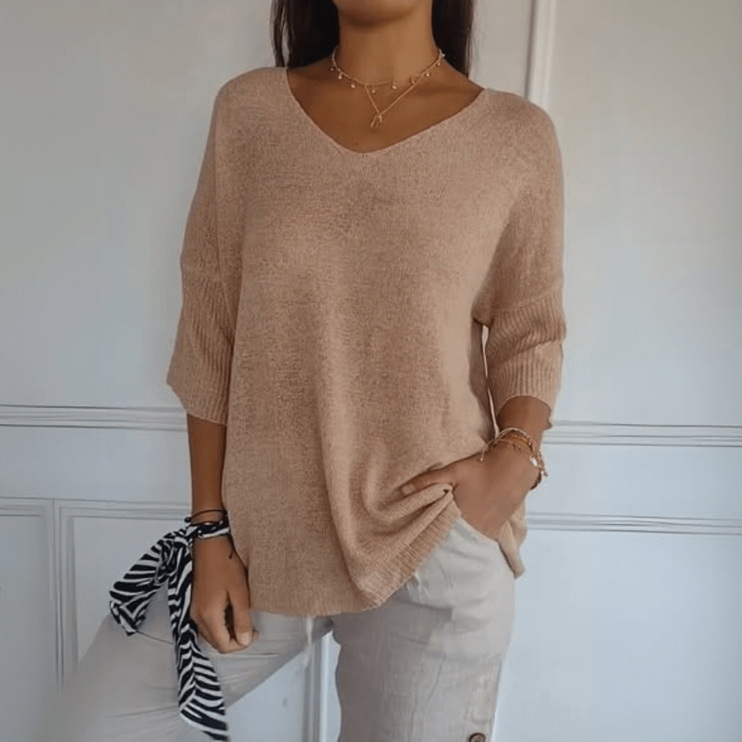 Women's V-Neck Knit Tunic Top | Sophia