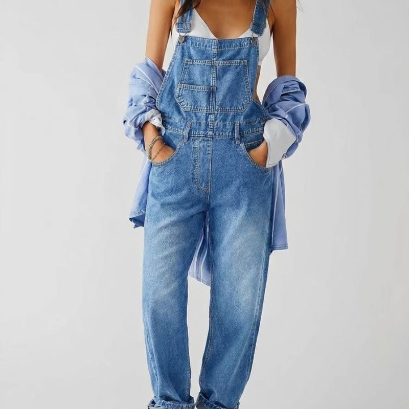 Women's Denim Straight Leg Dungarees | Wendy_1