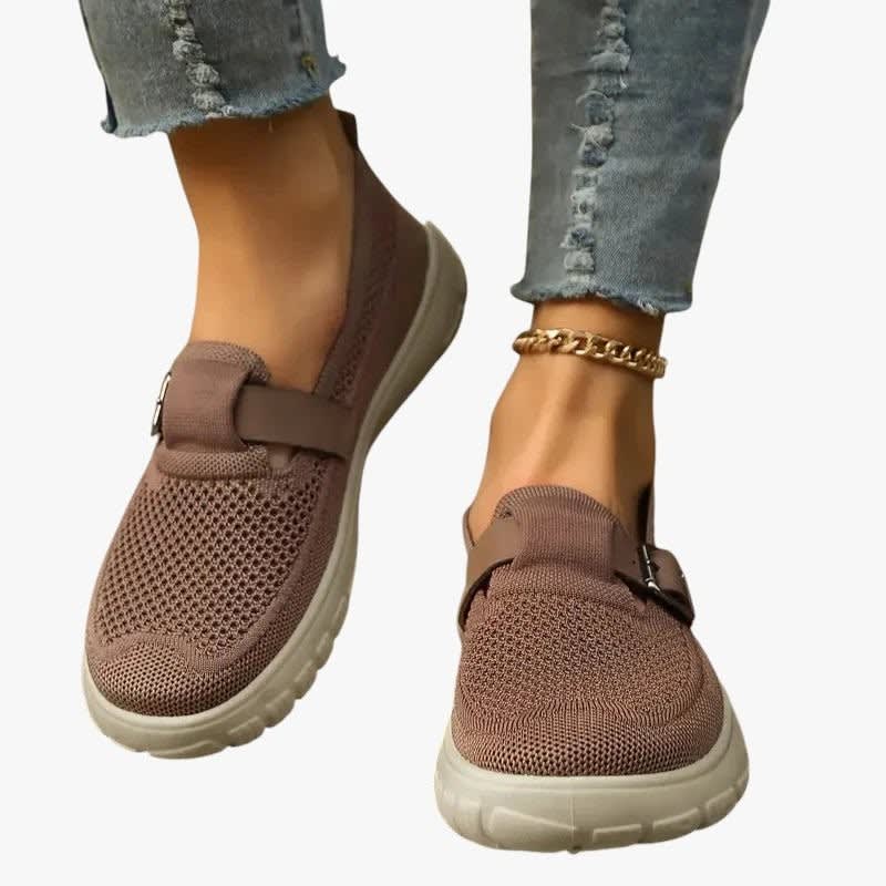 Women's Knit Buckle Strap Orthopedic Shoes | Oona_2