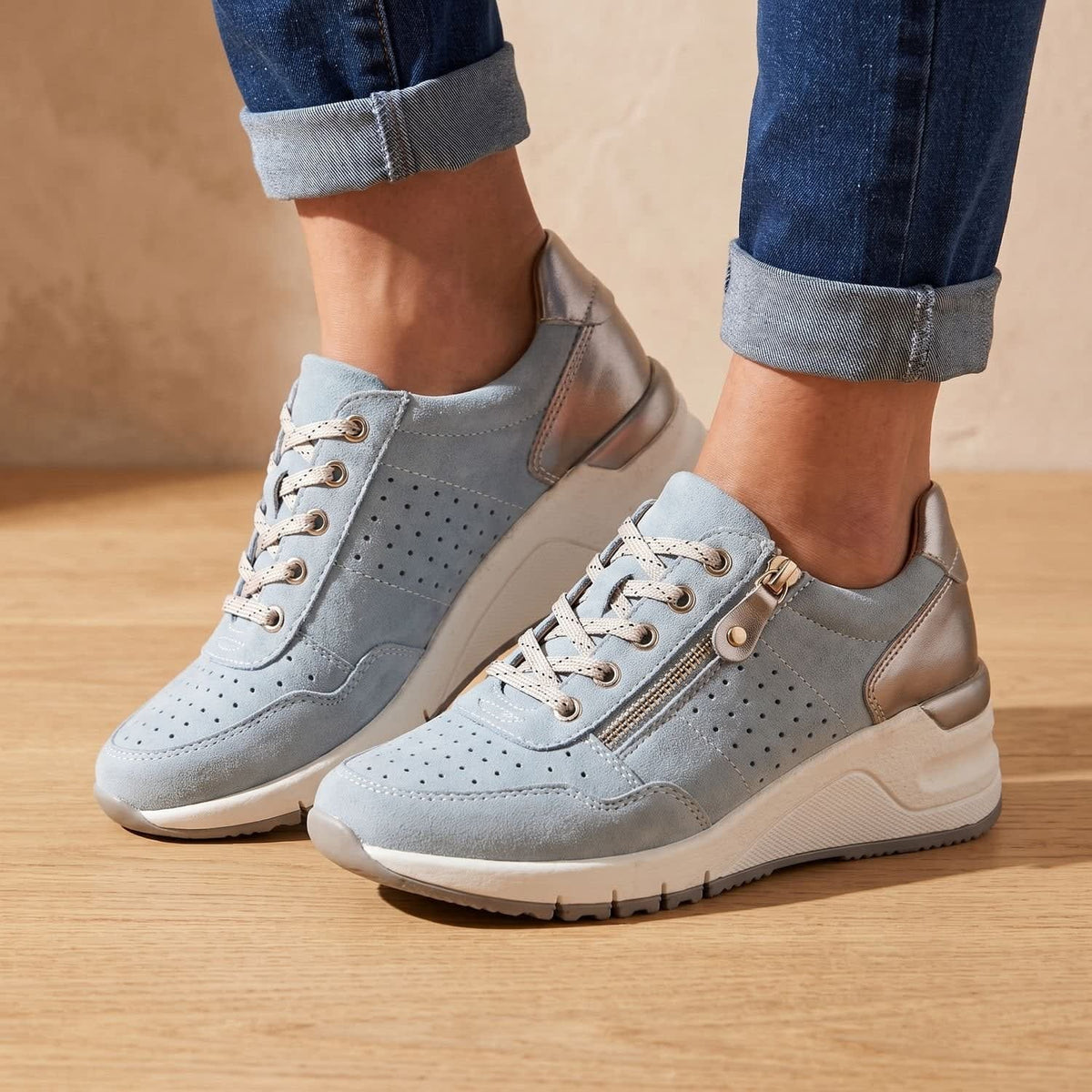 Women's Perforated Wedge Orthopedic Trainers | Chrissie_3