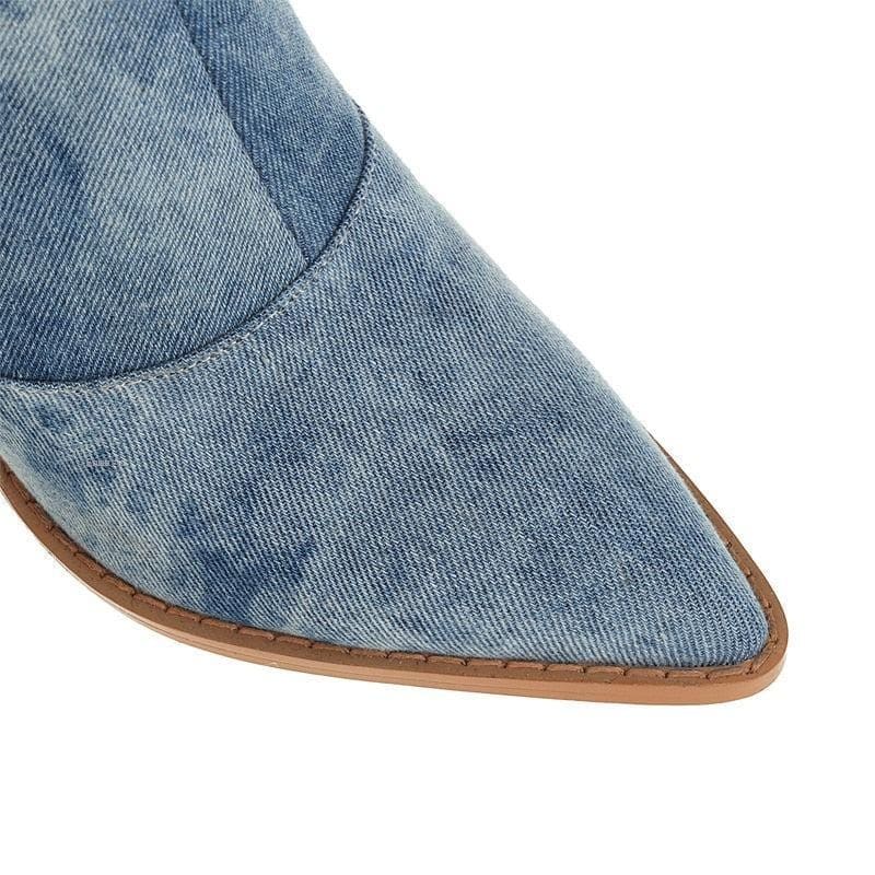 Women's Denim Knee-High Western Boots | Nicole_7