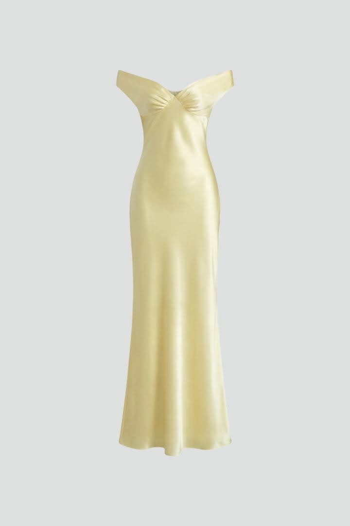 Women's Off-Shoulder Satin Maxi Homecoming Dress | Eira_2