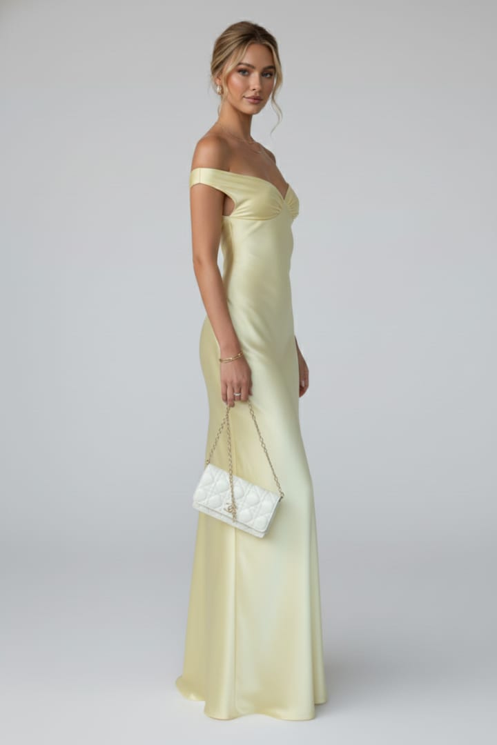 Women's Off-Shoulder Satin Maxi Homecoming Dress | Eira_3