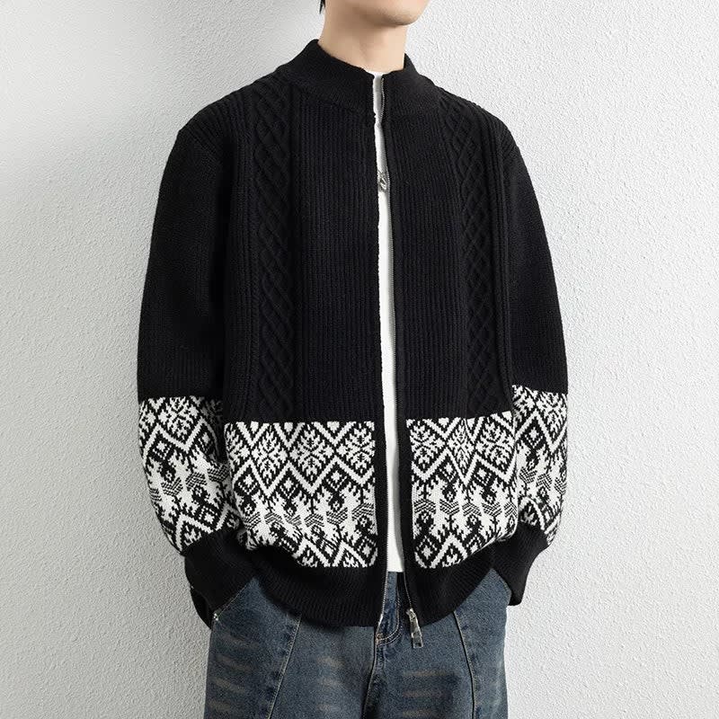 Men's Jacquard Knit Zip Up Cardigan | Sonny_6
