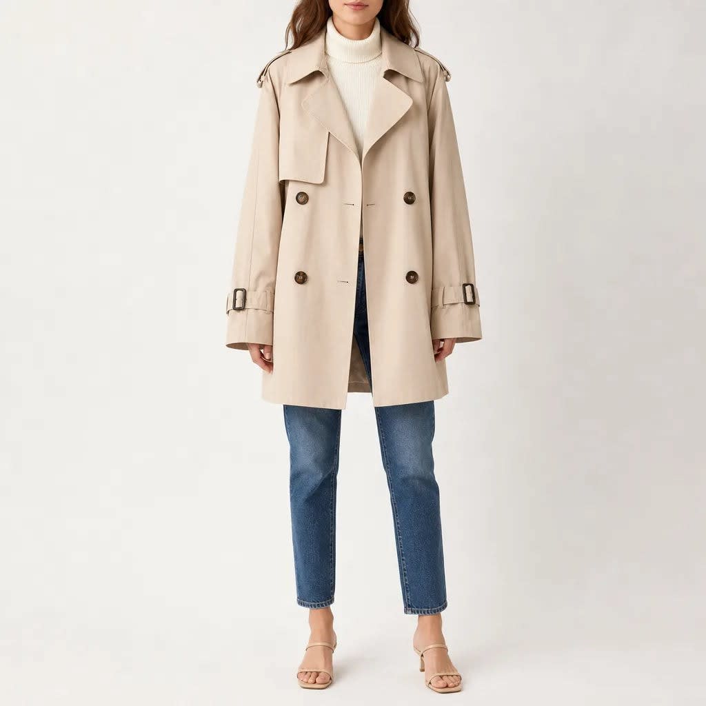 Women's Relaxed Fit Double Breasted Trench Coat | Amara_4