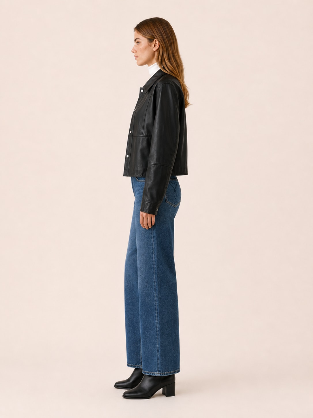 Women's Cropped Collared Jacket with Snap Front | Isabella Moore_3