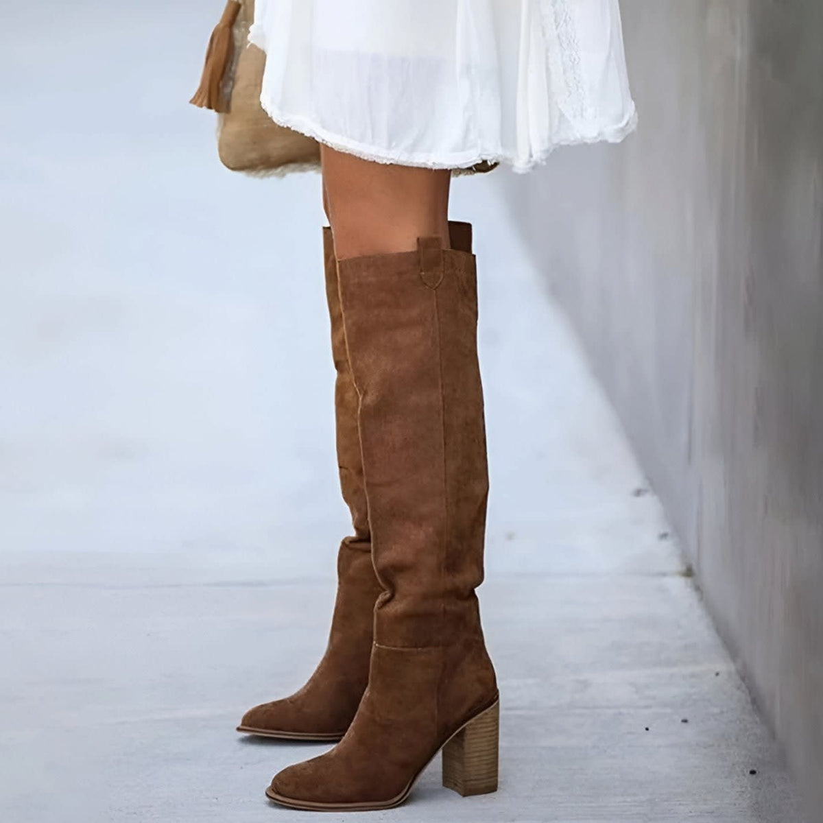 Women's Faux Suede Pointed Toe Knee High Boots | Annabelle_7