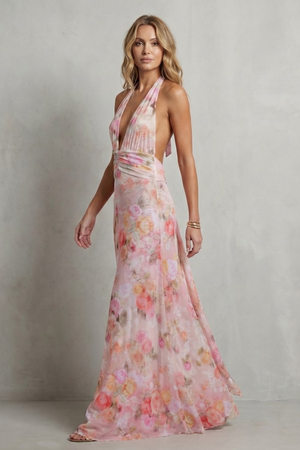 Women's Floral V-Neck Maxi Dress | Hildred_3