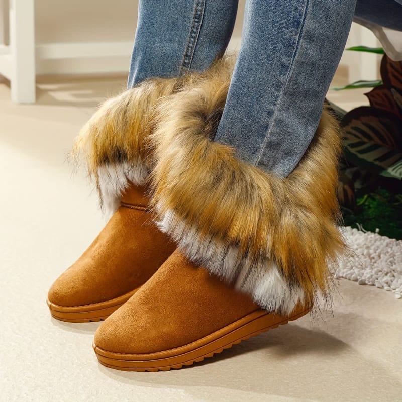 Women's Faux Fur Cuff Snow Boots | Heather_1