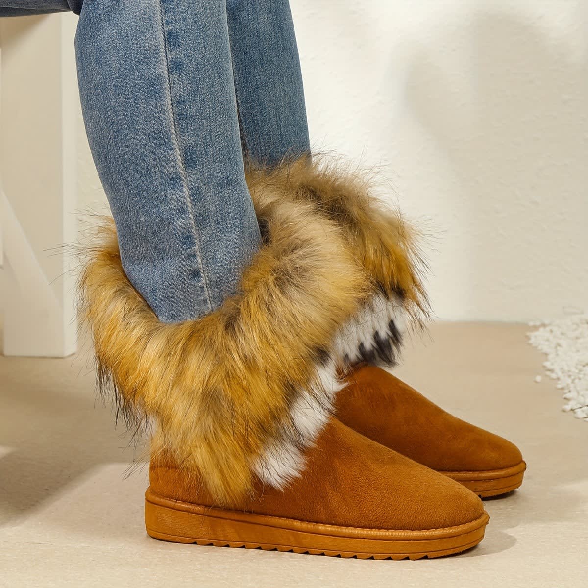 Women's Faux Fur Cuff Snow Boots | Heather_4