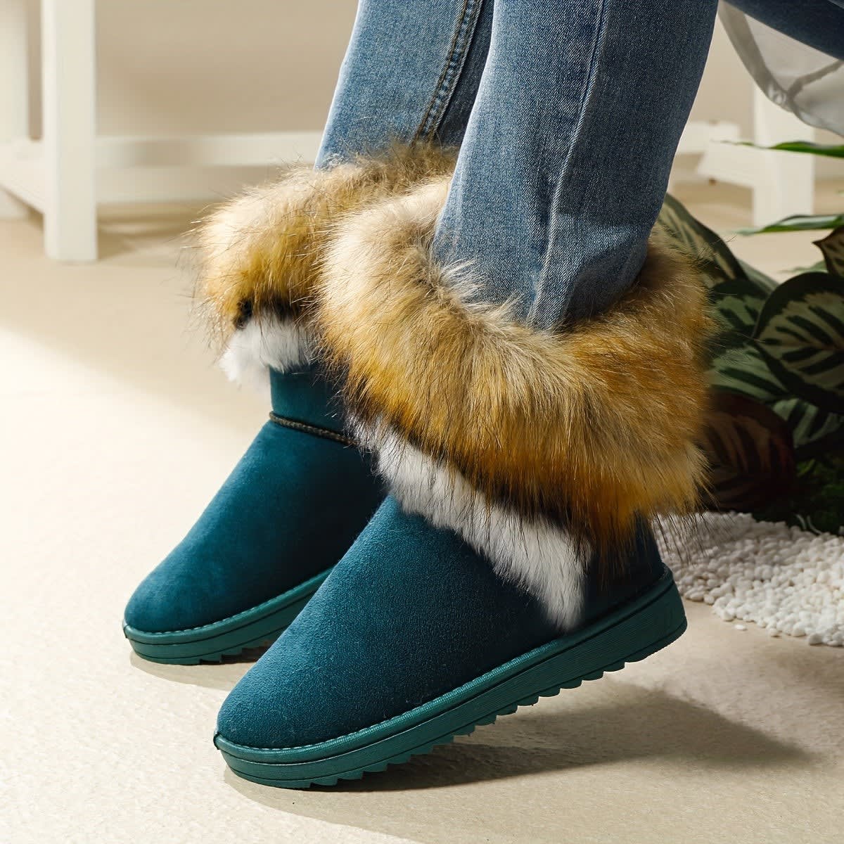 Women's Faux Fur Cuff Snow Boots | Heather_9