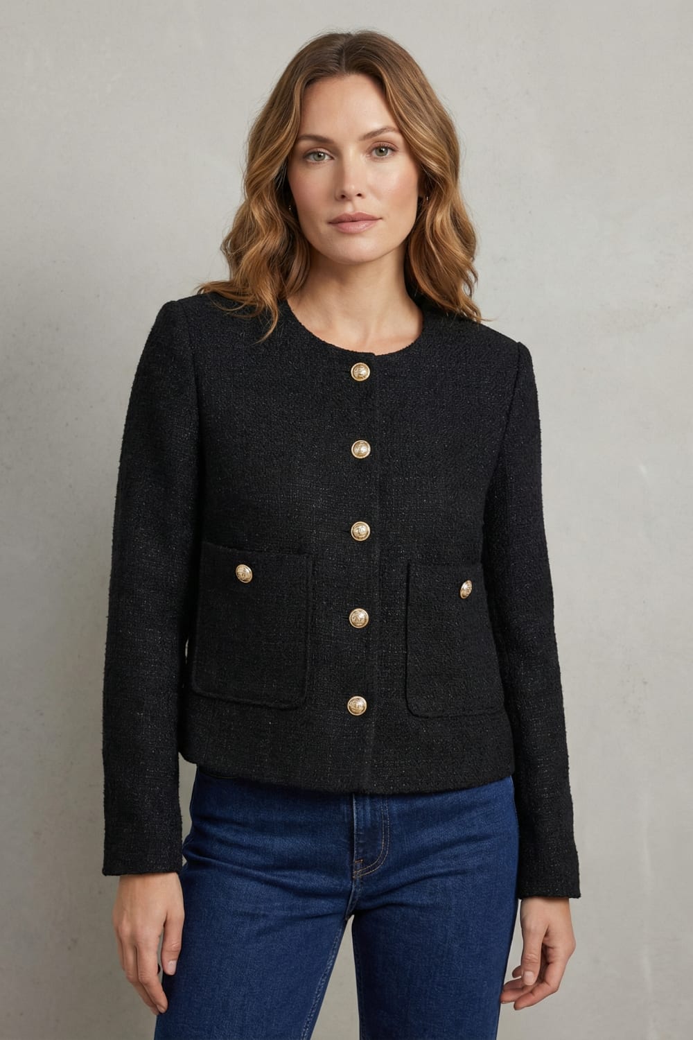 Women's Cropped Boucle Blazer | Annie_2