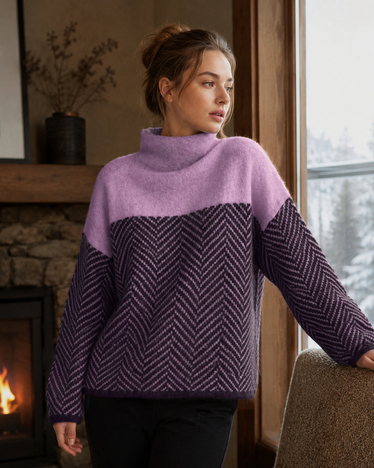 Women's Cashmere Blend Turtleneck Jumper | Elizabeth_3