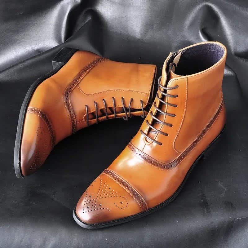 Men's Leather Brogue Ankle Boots | Idwal_1
