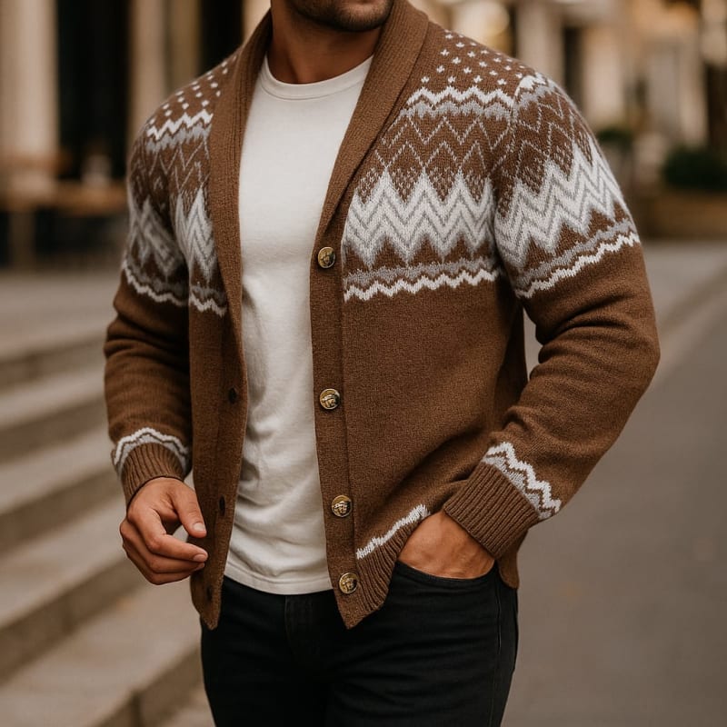 Men's Fair Isle Button Front Cardigan | Albie_1