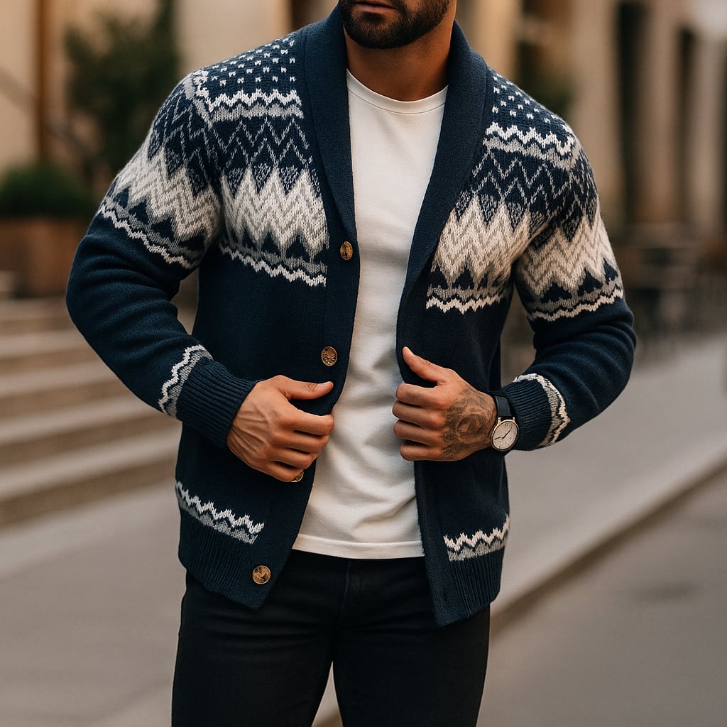 Men's Fair Isle Button Front Cardigan | Albie_2